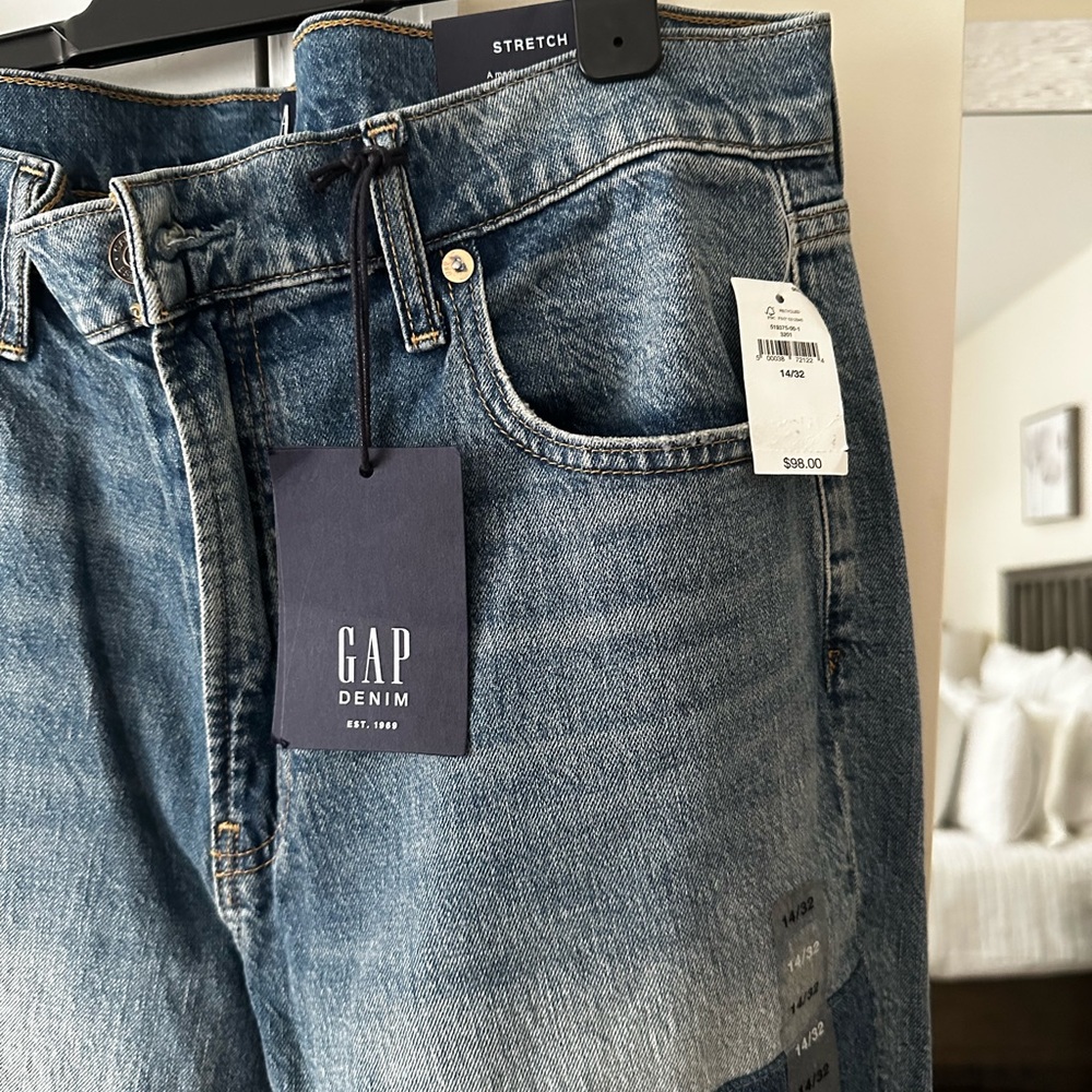 Gap Cheeky High Rise Straight Patchwork Denim Jea… - image 2